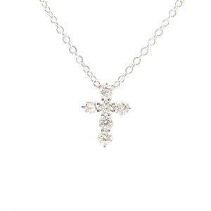 18k White Gold Diamond Cross Pendant