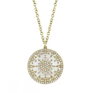 14k Yellow Gold Mother of Pearl & Diamond Pendant