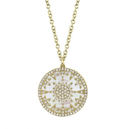 14k Yellow Gold Mother of Pearl & Diamond Pendant