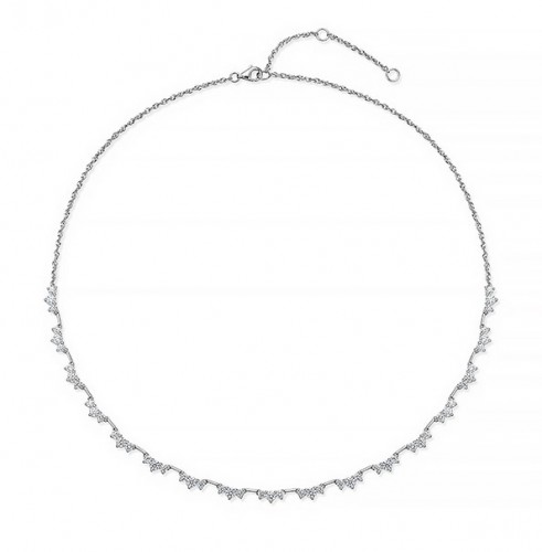 White Gold Trinity Half Line Diamond Necklace