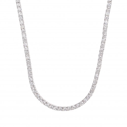 8.45 Carat 18k White Gold Diamond Tennis Necklace