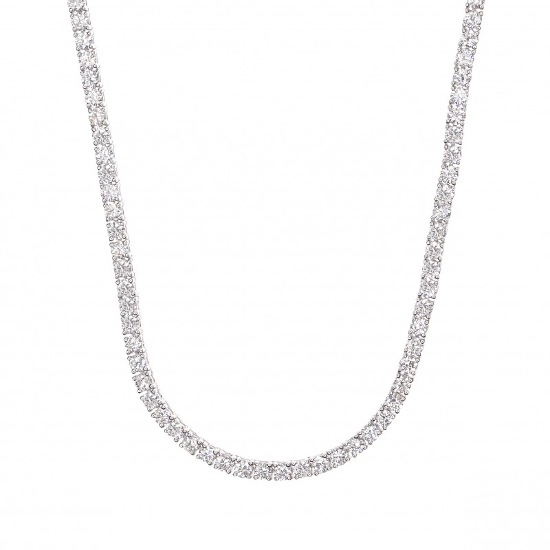 8.45 Carat 18k White Gold Diamond Tennis Necklace