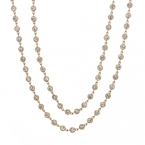 35.5 Inch18k Yellow Gold Diamonds by The Yard Bezel Set Necklace