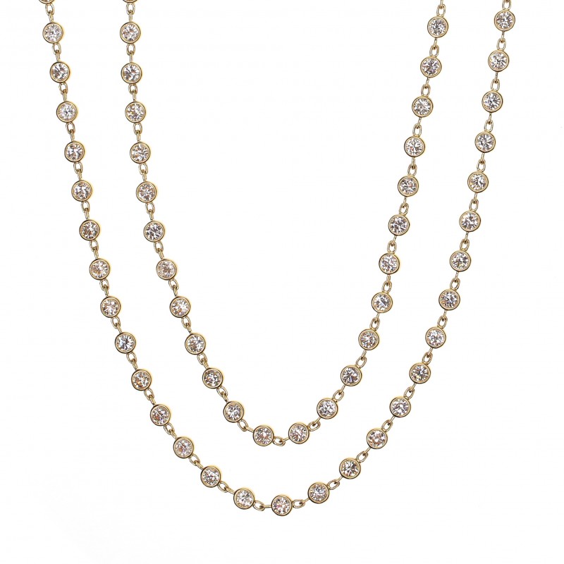 35.5 Inch18k Yellow Gold Diamonds by The Yard Bezel Set Necklace