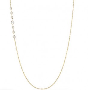 18k Yellow Gold Jade Trau Penelope Single Station Necklace with 0.50 Carats of Diamonds