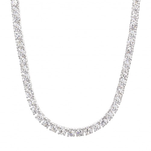 16.60 Carat 18k White Gold Diamond Tennis Necklace