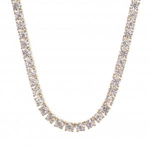 18k Yellow Gold  Line Diamond Necklace with 98 Round Diamonds totaling 29.60 carats