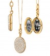 18K Yellow Gold Slim Diamond Pave Oval Locket