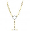 14k Yellow Gold Diamond Circle Link Lariat Necklace With 0.24 Carats of Round Diamonds.