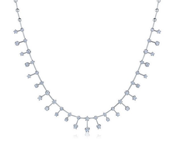 Kwiat 18k White Gold  "Star-Set" Diamond Necklace