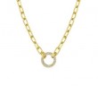 18k Yellow Gold Oval Link With Diamond Bail Necklace