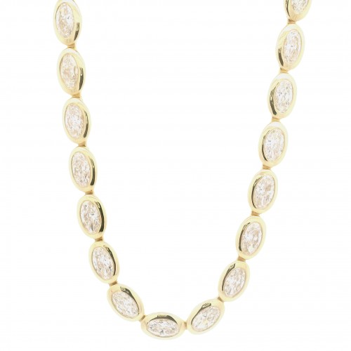 Rahaminov 18k Yellow Gold Bezel Set 13.20 Carat Diamond Tennis Necklace