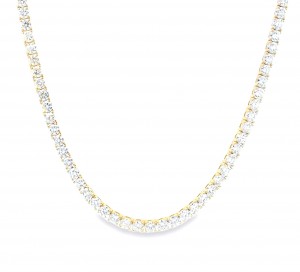 14.00 Carat 18k Yellow Gold Diamond Tennis Necklace