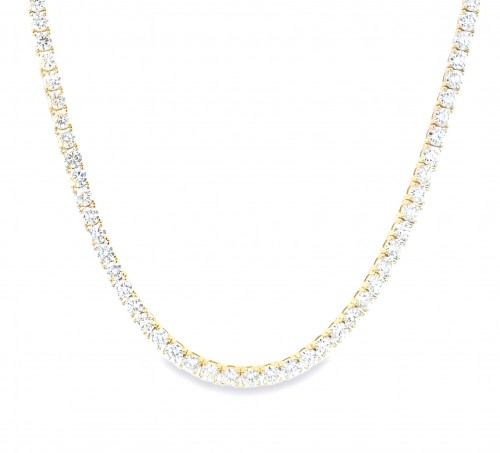 14.00 Carat 18k Yellow Gold Diamond Tennis Necklace