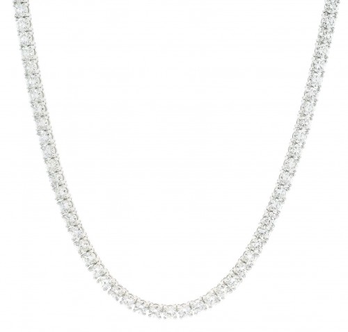 10.90 Carat 18k White Gold Diamond Tennis Necklace