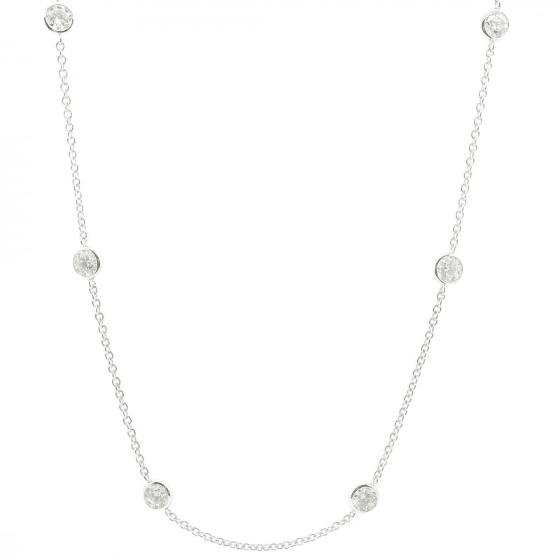 1.75 Carat 18k White Gold Diamonds by the Yard Necklace.