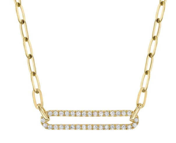 14k Yellow Gold Diamond Paperclip Link Necklace