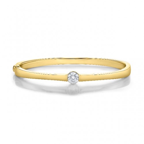 Yellow Gold Solitude Diamond Bangle Bracelet