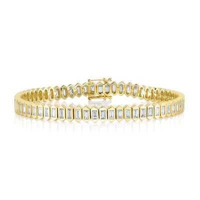 Yellow Gold Diamond Baguette Bezel Set Tennis Bracelet