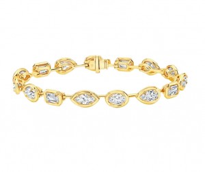 Rahaminov 18k Yellow Gold Bezel Set Mixed-Cut Diamond Bracelet