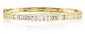 14k Yellow Gold Diamond Bangle With 1.70 Carats of Baguette Diamonds.