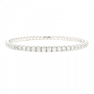 6.20 Carat 18k White Gold Diamond Stretch Bracelet