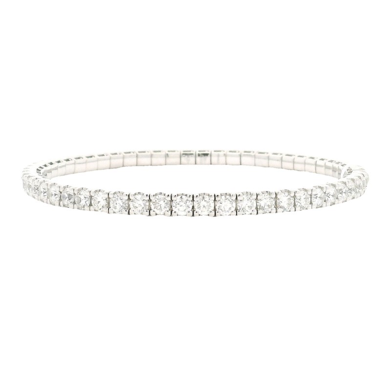 6.20 Carat 18k White Gold Diamond Stretch Bracelet