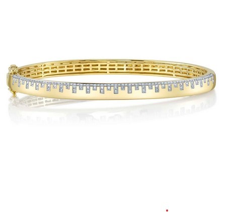 14k Yellow Gold Scattered Diamond Bangle With 0.33 Carats of Diamonds.