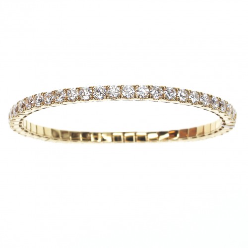 18k Yellow Gold Diamond Stretch Bangle Bracelet