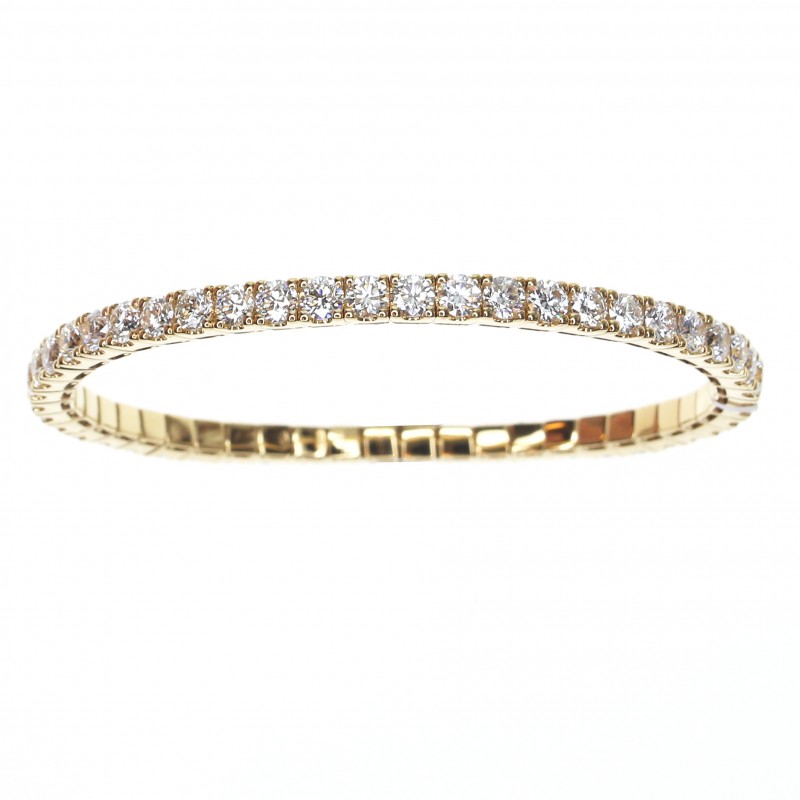 18k Yellow Gold Diamond Stretch Bangle Bracelet