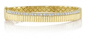 14k Yellow Gold Diamond Bangle With 1.07 Carats of Round Diamonds.