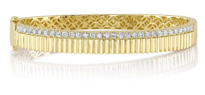 14k Yellow Gold Diamond Bangle With 1.07 Carats of Round Diamonds.