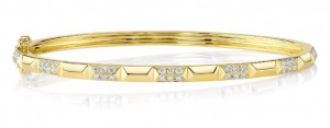 14k Yellow Gold Diamond "Geo Cut" Bangle  With 0.56 Carats of Diamonds.