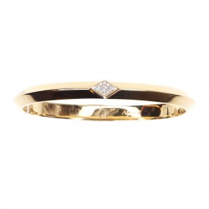 18k Yellow Gold Diamond Bangle, Single Ridge & Lozenge