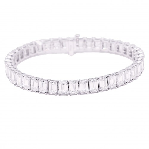 21.86 Carat Platinum Emerald Cut Diamond Bracelet