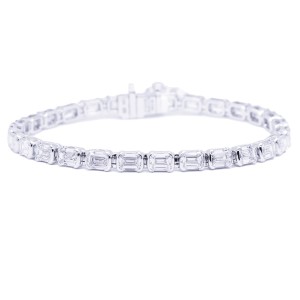 Rahaminov 18k White Gold Bezel Set Diamond Tennis Bracelet