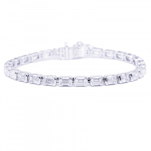 Rahaminov 18k White Gold Bezel Set Diamond Tennis Bracelet