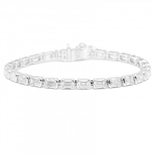 Rahaminov 18k White Gold Bezel Set Diamond Tennis Bracelet