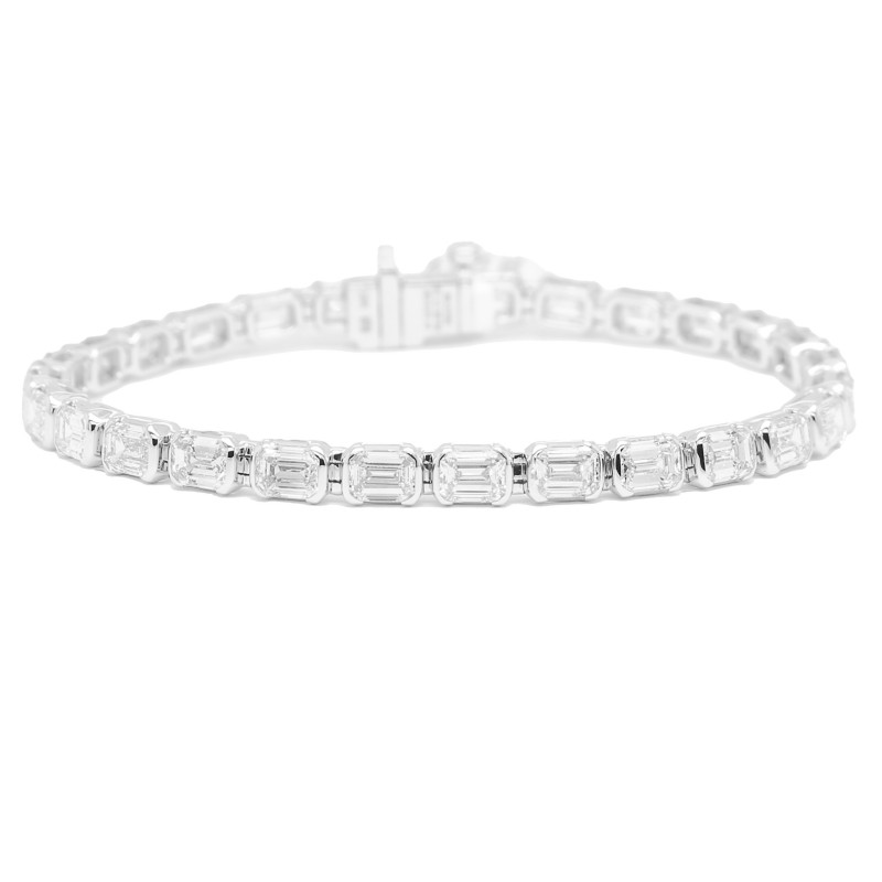 Rahaminov 18k White Gold Bezel Set Diamond Tennis Bracelet