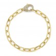 14k Yellow Gold Paperclip Link Bracelet with Diamond Clasp