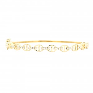 14k Yellow Gold Diamond Chain Bangle