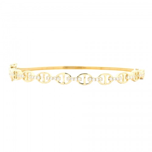 14k Yellow Gold Diamond Chain Bangle