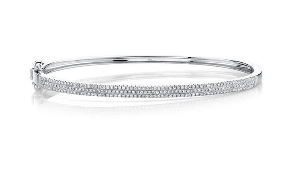 14k White Gold Diamond Pave Bangle