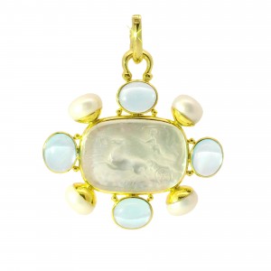 14k Yellow Gold Venetian Murano Glass Pendant