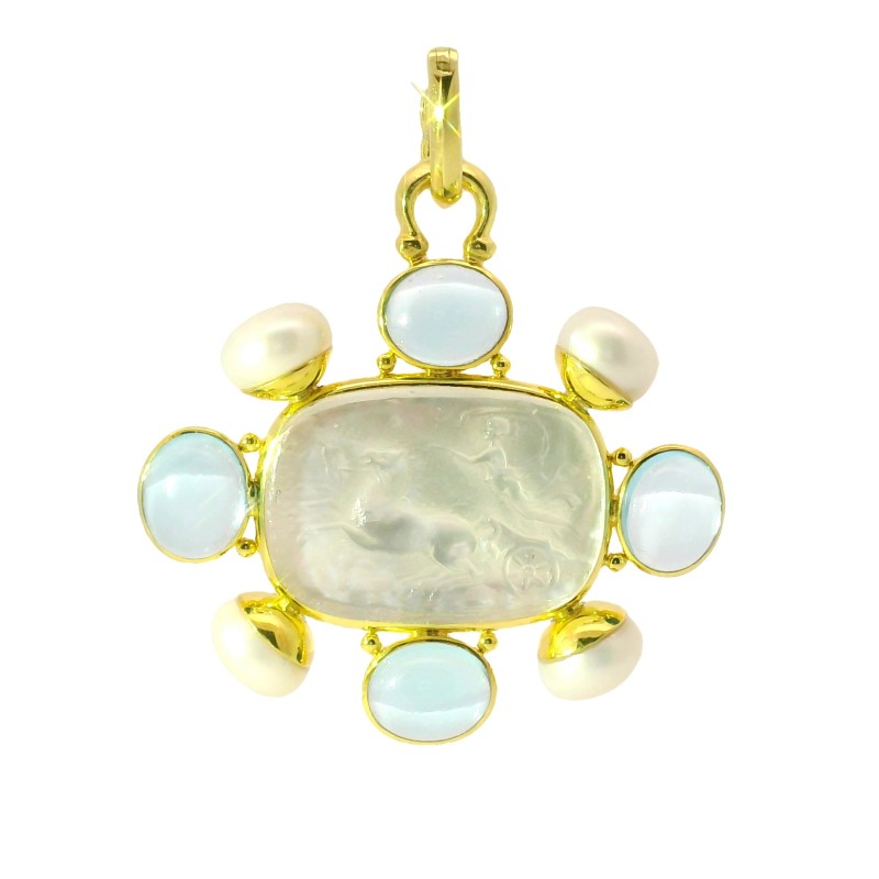 14k Yellow Gold Venetian Murano Glass Pendant