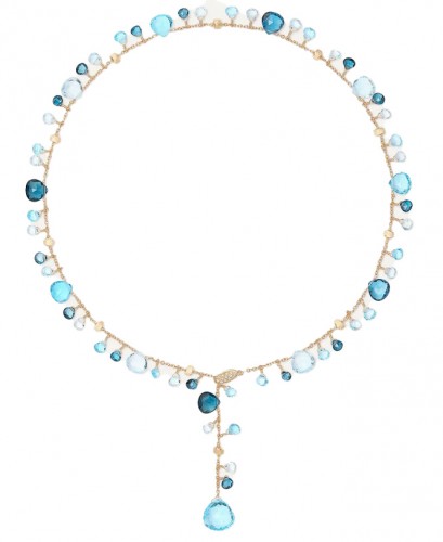 Marco Bicego Paradise Collection 18k Yellow Gold Lariat Necklace with Mixed Topaz & Diamond Clasp