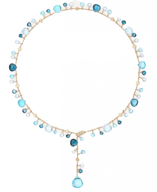 Marco Bicego Paradise Collection 18k Yellow Gold Lariat Necklace with Mixed Topaz & Diamond Clasp