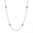 18k Yellow  Chain  Necklace With Emerald Stations