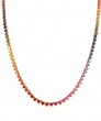 18k Rose Gold Rainbow Sapphire Straight Line Necklace