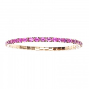 18k Rose Gold & Pink Sapphire Stretch Bangle Bracelet